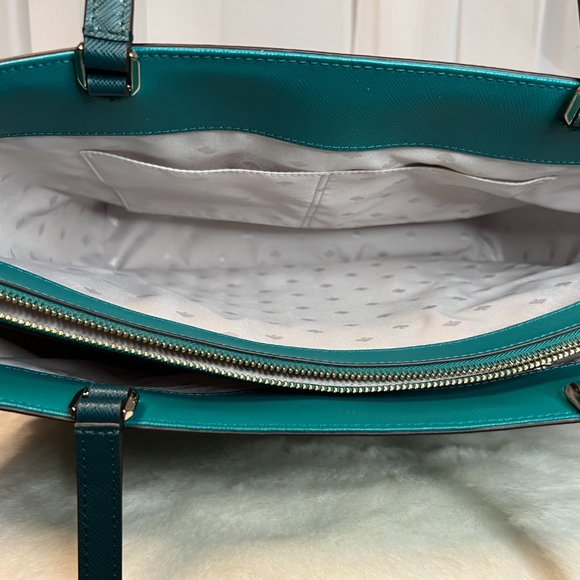 Kate Spade Staci Colorblock Large Laptop Tote Frosted Spearmint Multi - Picture 11 of 11